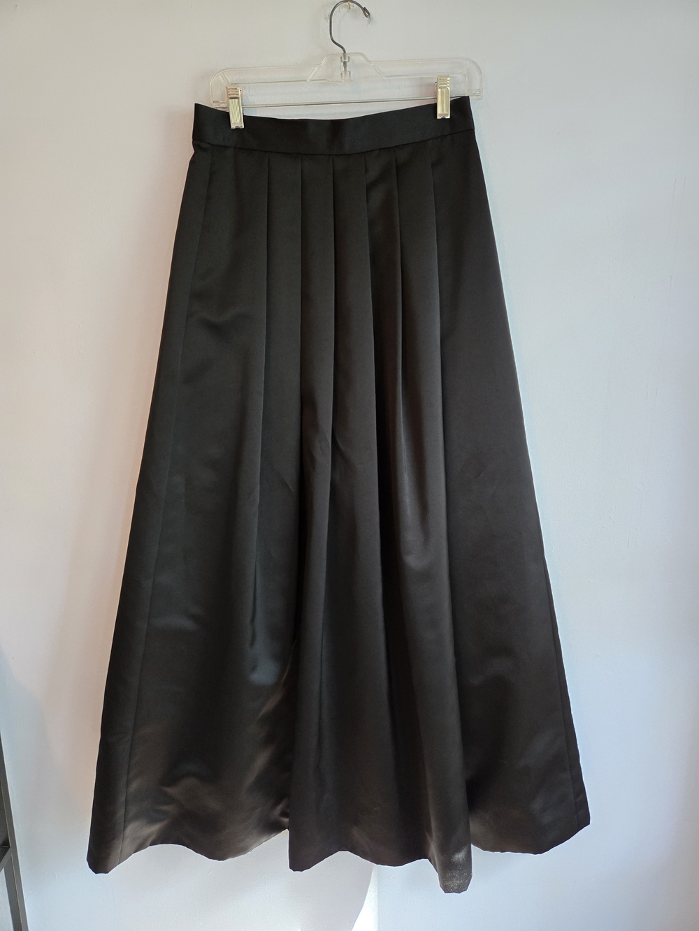 VTG Oleg Cassini Black Tie Satin Ballgown Skirt Sz 12/15" W Old Hollywood Glam
